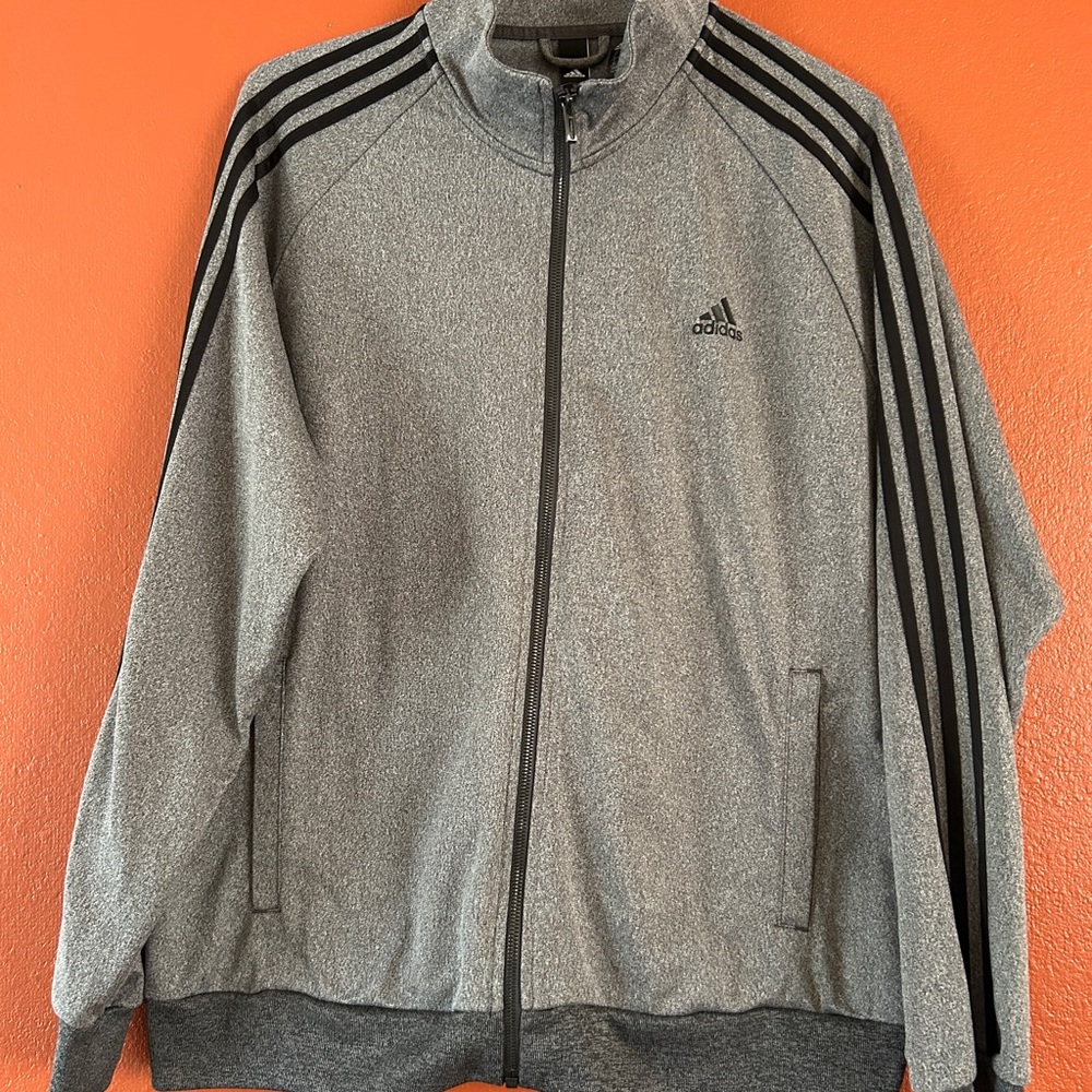 Adidas Heather Gray Jacket with Black Accents